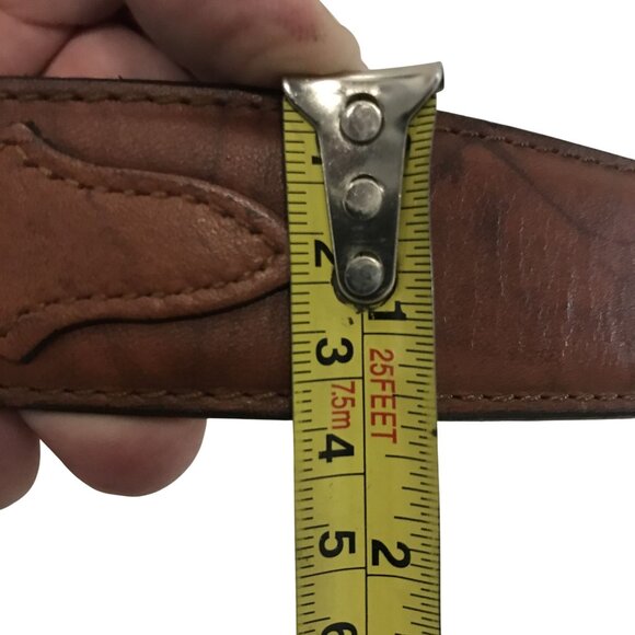 TONY LAMA Mens Brown Leather Ranger Belt Size 38 Brass Buckle NEW - Picture 6 of 6
